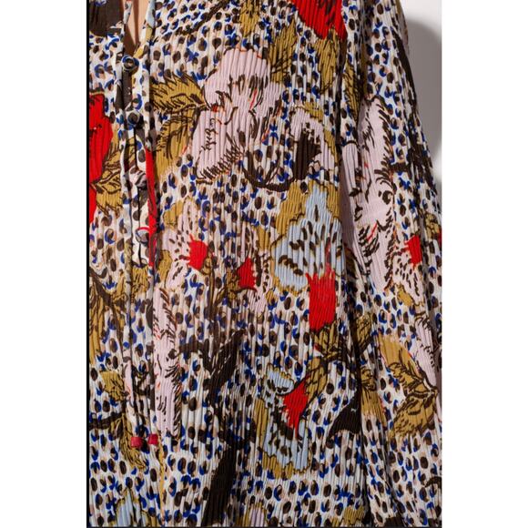 DIANE VON FURSTENBERG NWT Designer Red Pink Gold Floral Blouse – Size 8 / Medium - Picture 7 of 16